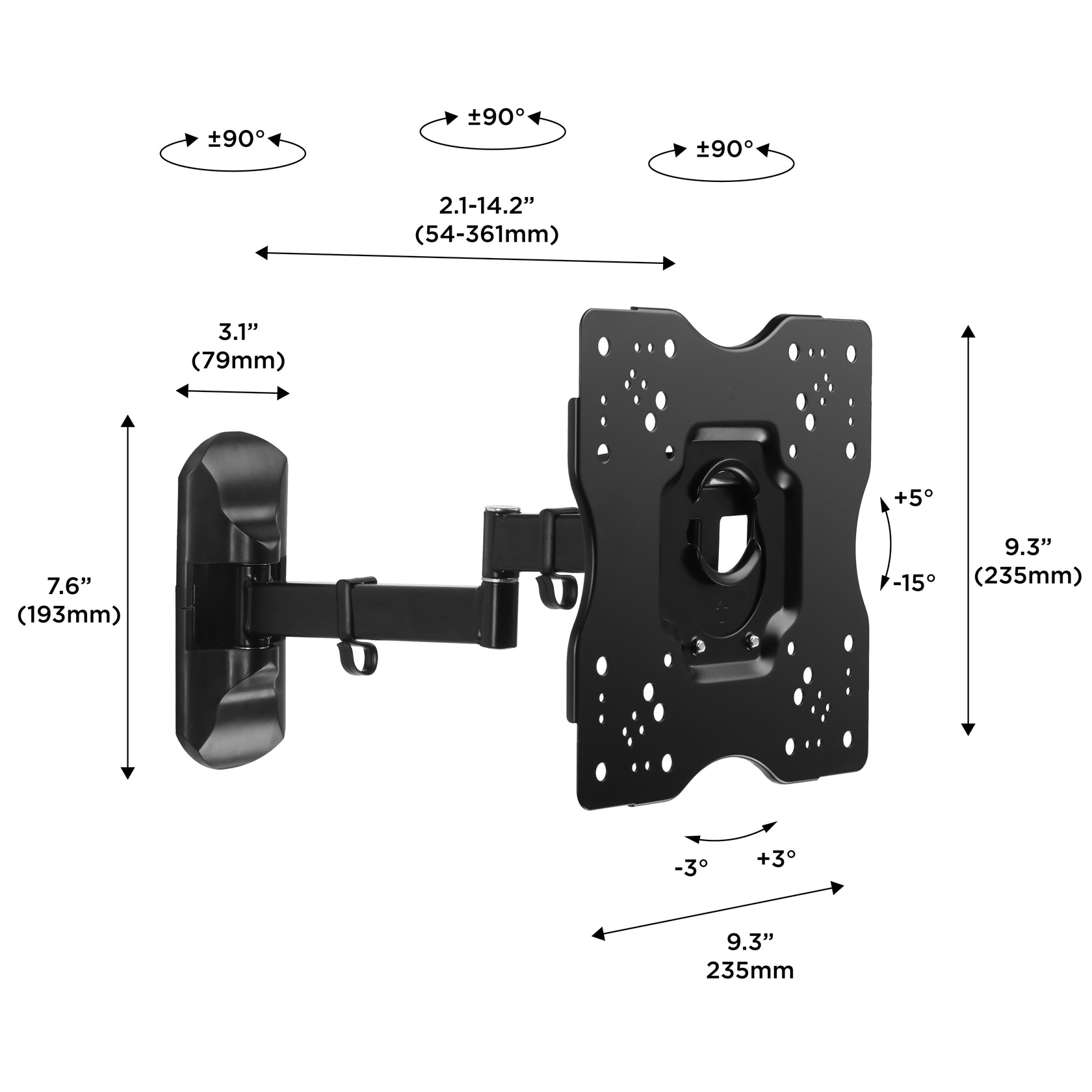 Promounts UA-PRO110 17-Inch to 44-Inch Small Articulating TV Wall Mount