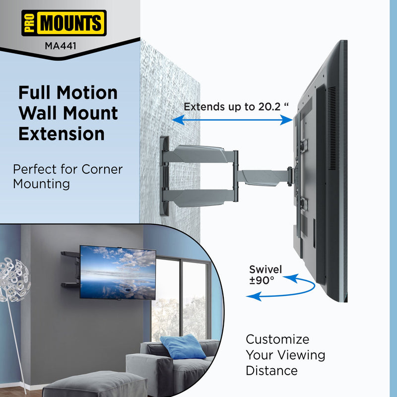 ProMounts MA441 Full Motion TV Wall Mount for 32”- 60” Screens
