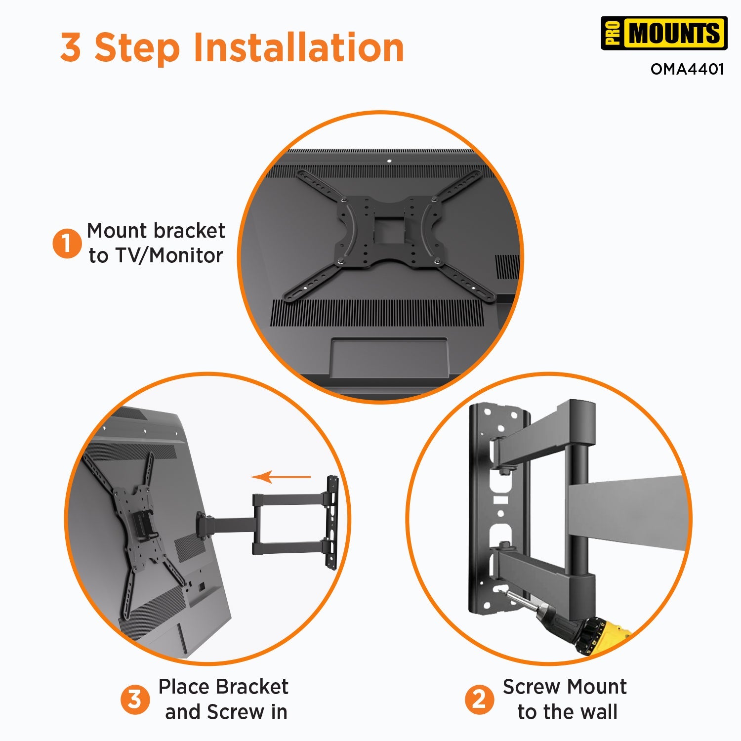 ONE by Promounts OMA4401 Small Articulating Full Motion TV Wall Mount