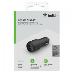 Belkin Boost Up Charge Dual Port USB-A and USB-C PD Car Charger 37W with PPS