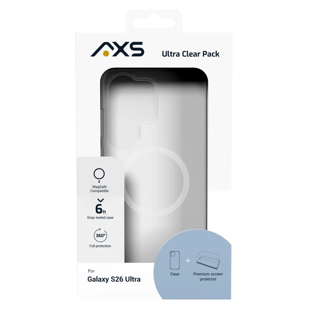 AXS - ULTRA CLEAR MagSafe Case with ARMORGlass Screen Protector for Samsung Galaxy S26 Ultra