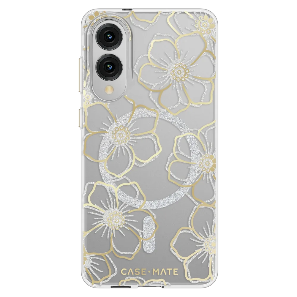 Case-Mate - Floral Gems Case with Magnet for Samsung Galaxy S25 Edge (Gold)