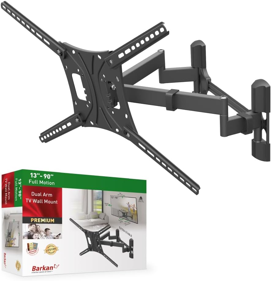 Barkan BM464 13"-90" Dual Arm Full Motion Articulating TV Wall Mount