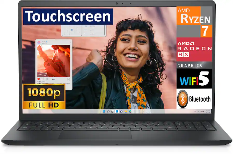 Dell Inspiron 3535 15.6" FHD Touchscreen Windows Laptop (Ryzen 7 7730U, 16GB Memory, 512GB Storage) (Black)