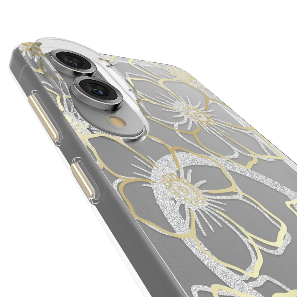 Case-Mate - Floral Gems Case with Magnet for Samsung Galaxy S25 Edge (Gold)