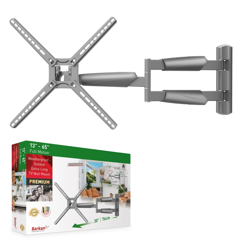 Barkan BM343XLOD 13"-65" Full Motion Articulating Outdoor TV Wall Mount with Xtra Long Arm