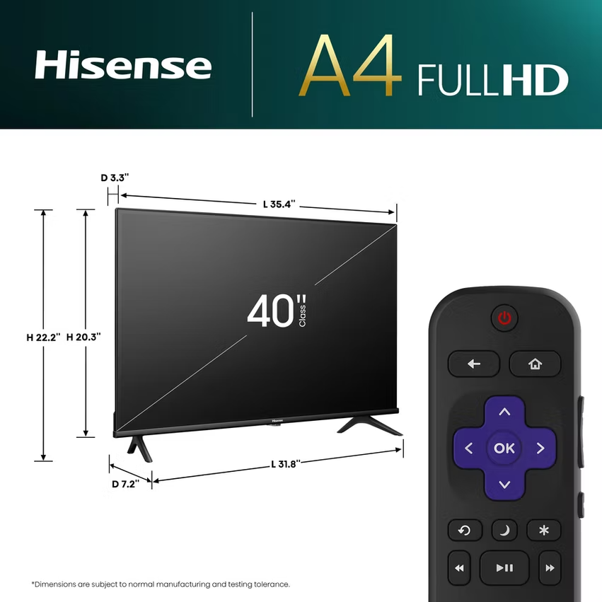 Hisense A4NR 40" FHD Roku Smart TV (2025)