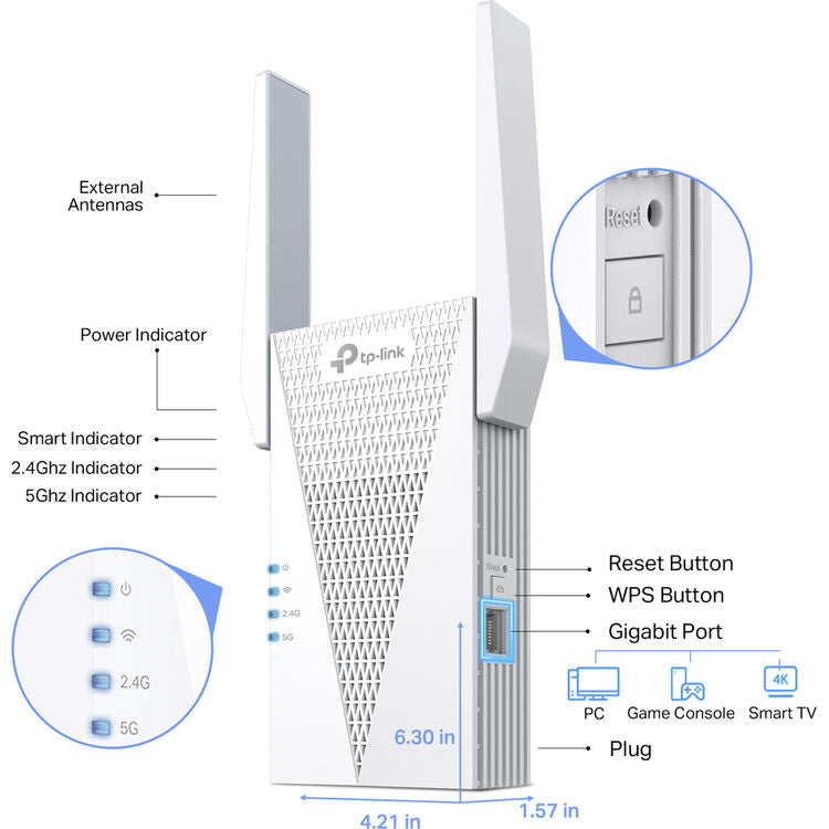 TP-Link RE615X AX1800 Dual-Band Wi-Fi 6 Range Extender