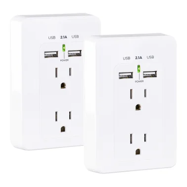 CyberPower MP18HO007 2-AC Outlet and 2-USB Port Grounded Wall Tap (2 Pack)
