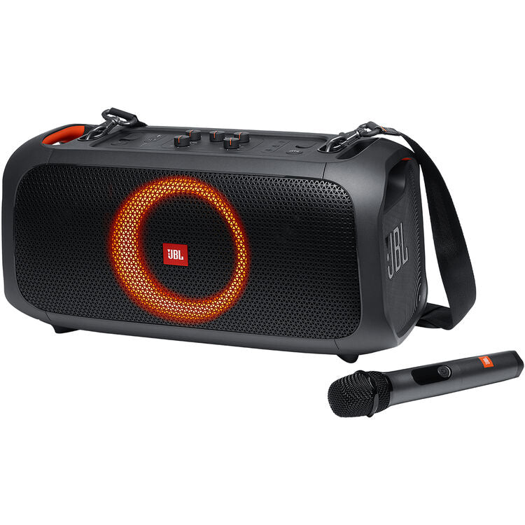 JBL PartyBox On-The-Go Essential High Power Portable Party Speaker with Built-In Lights and Wireless Mic