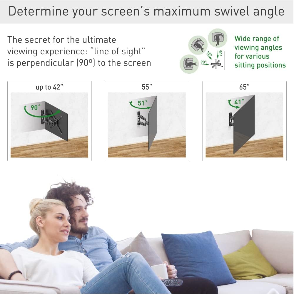 Barkan BM343LP 13"-65" Full Motion Articulating TV Wall Mount with Long Arm