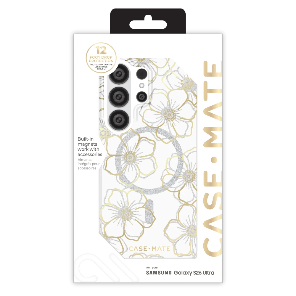 Case-Mate - Floral Gems Case with Magnet for Samsung Galaxy S26 Ultra - Gold