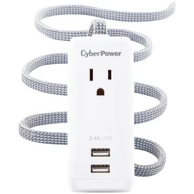 CyberPower GC106U 6FT Reach and Charge Power Strip (1 AC Outlet and 2 USB Ports)