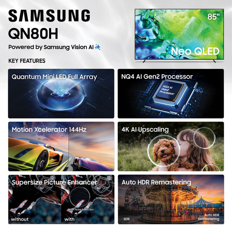 Samsung QN80H Series 85" Micro RGB 4K UHD HDR Smart Quantum Dot Mini-LED TV (2026)