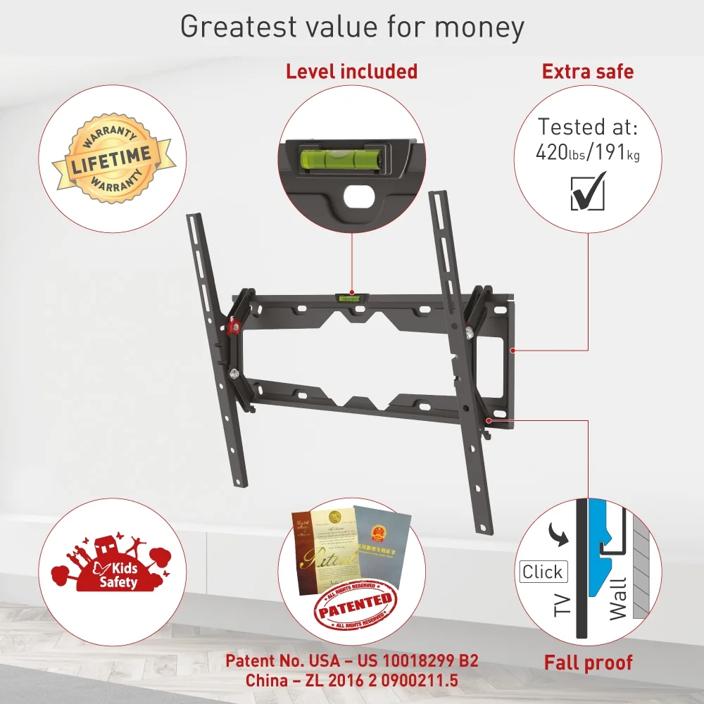 Barkan E310+ 13"-77" Auto Locking Tilt TV Wall Mount