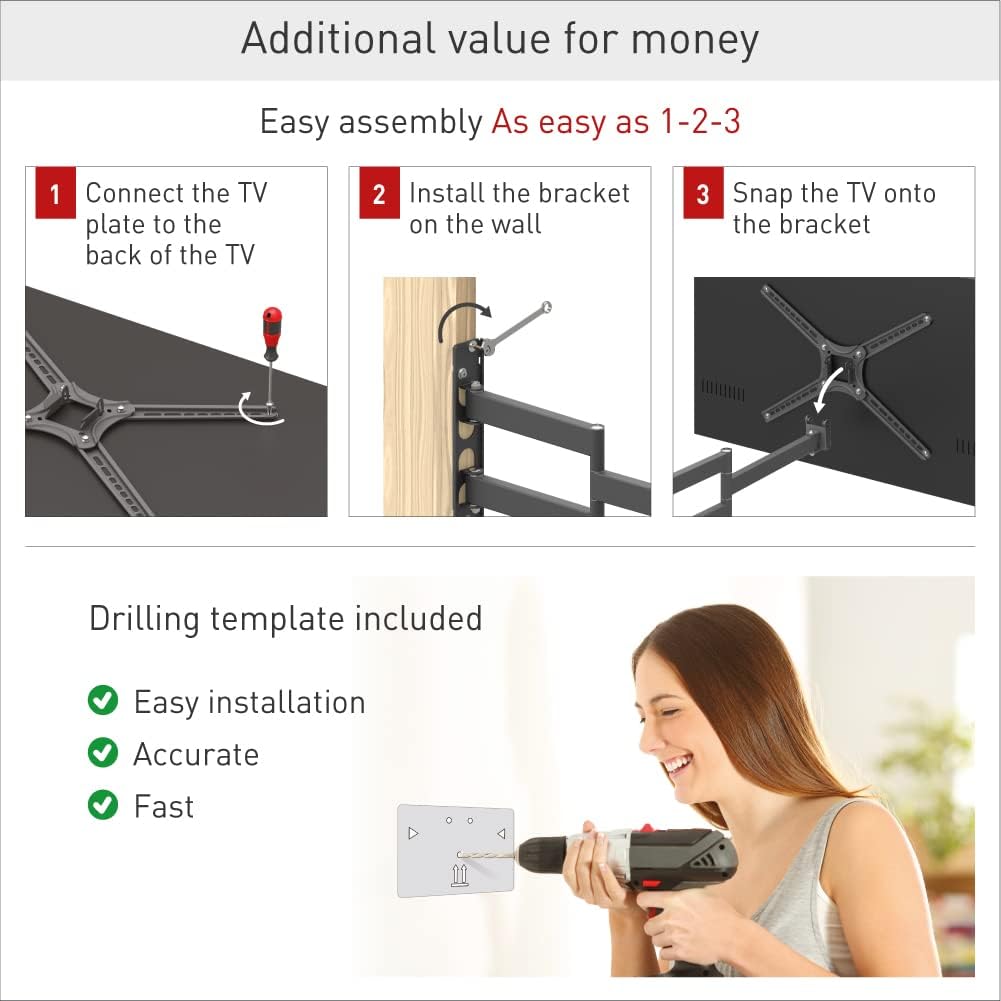 Barkan BM343 13"-65" Full Motion Articulating TV Wall Mount