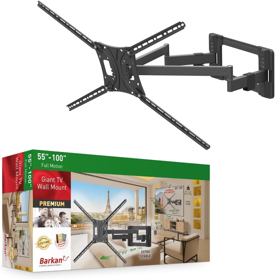 Barkan BM564L 55"-100" Giant Full Motion Articulating TV Wall Mount with Long Arm