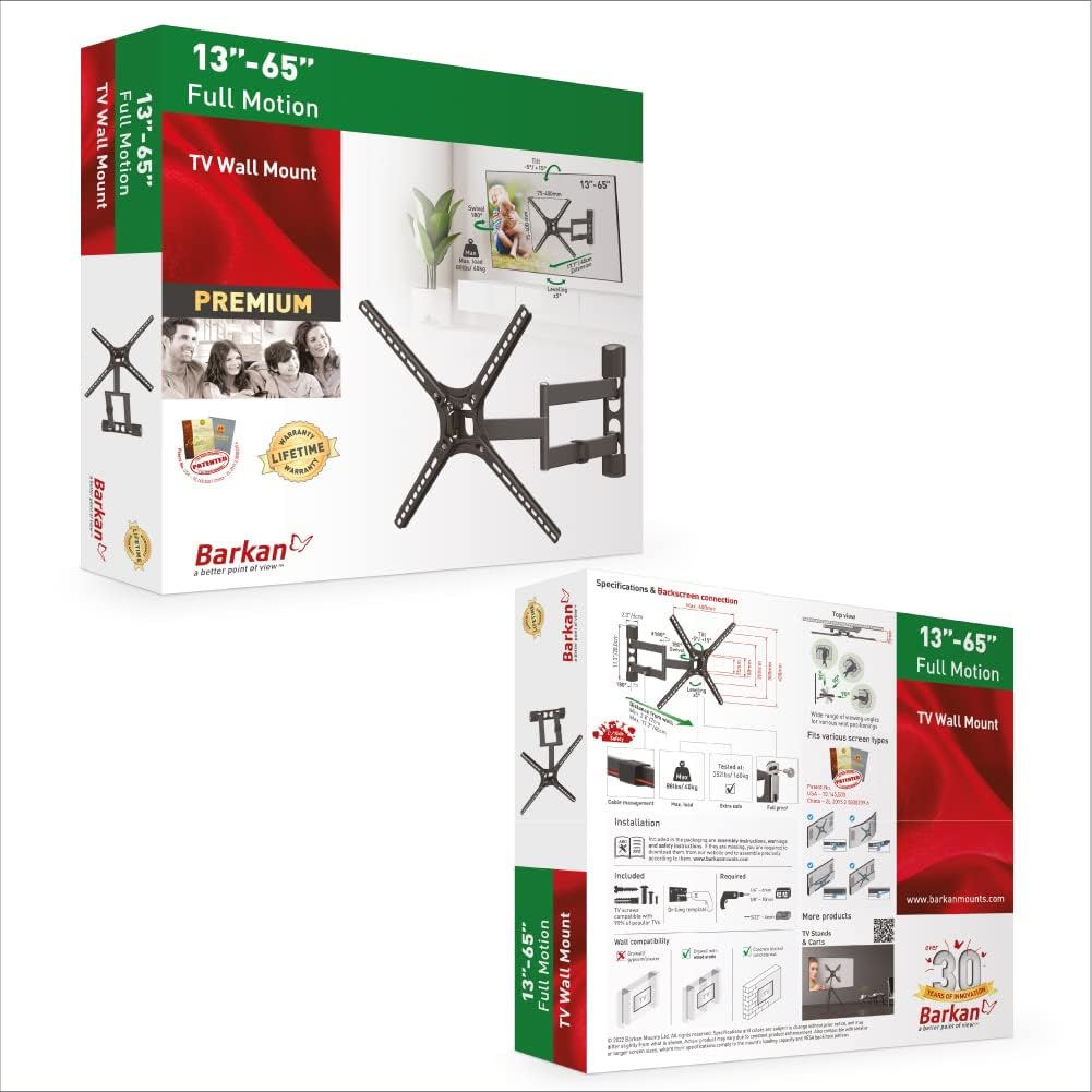 Barkan BM343 13"-65" Full Motion Articulating TV Wall Mount
