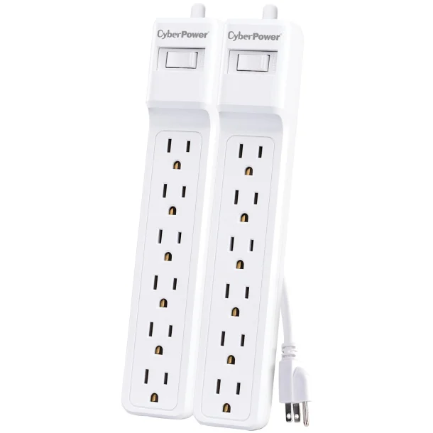 CyberPower MP1073SS 6-AC Outlet 500-Joules Essential Series Surge Protector Power Strip (2 Pack)