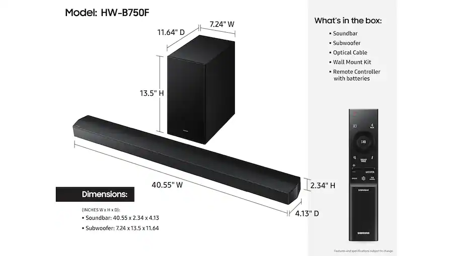 Samsung B-Series HW-B750F 5.1Ch DTS Virtual:X Soundbar with Subwoofer