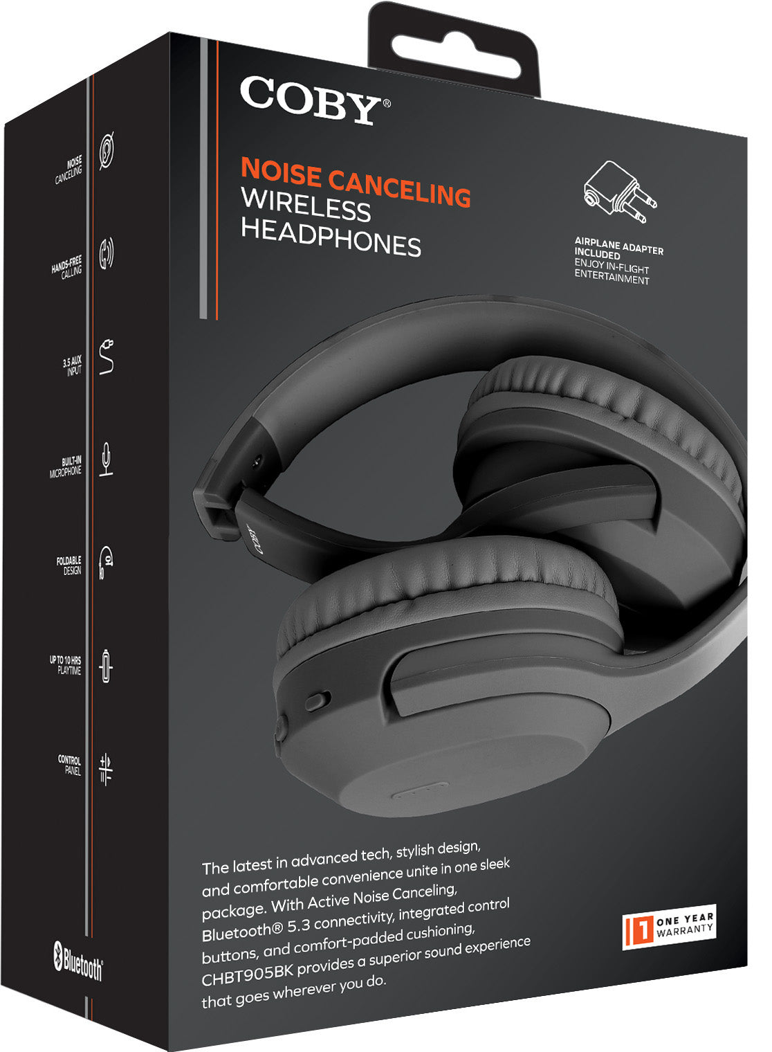 Coby Active Noise Cancelling Wireless Headphones