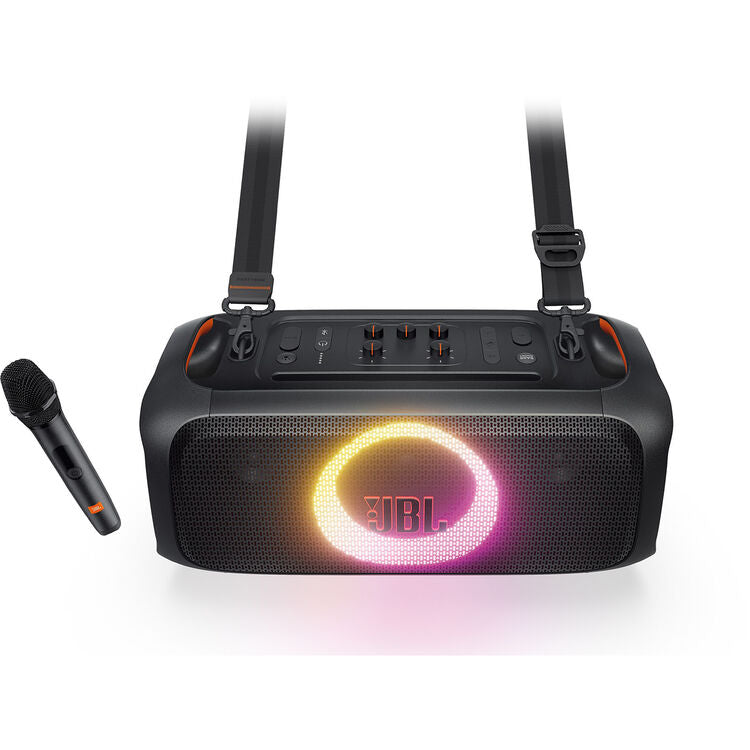 JBL PartyBox On-The-Go Essential High Power Portable Party Speaker with Built-In Lights and Wireless Mic