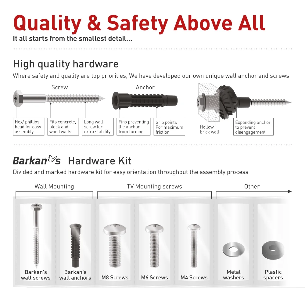 Barkan E410+ 13"-100" Auto Locking Tilt TV Wall Mount