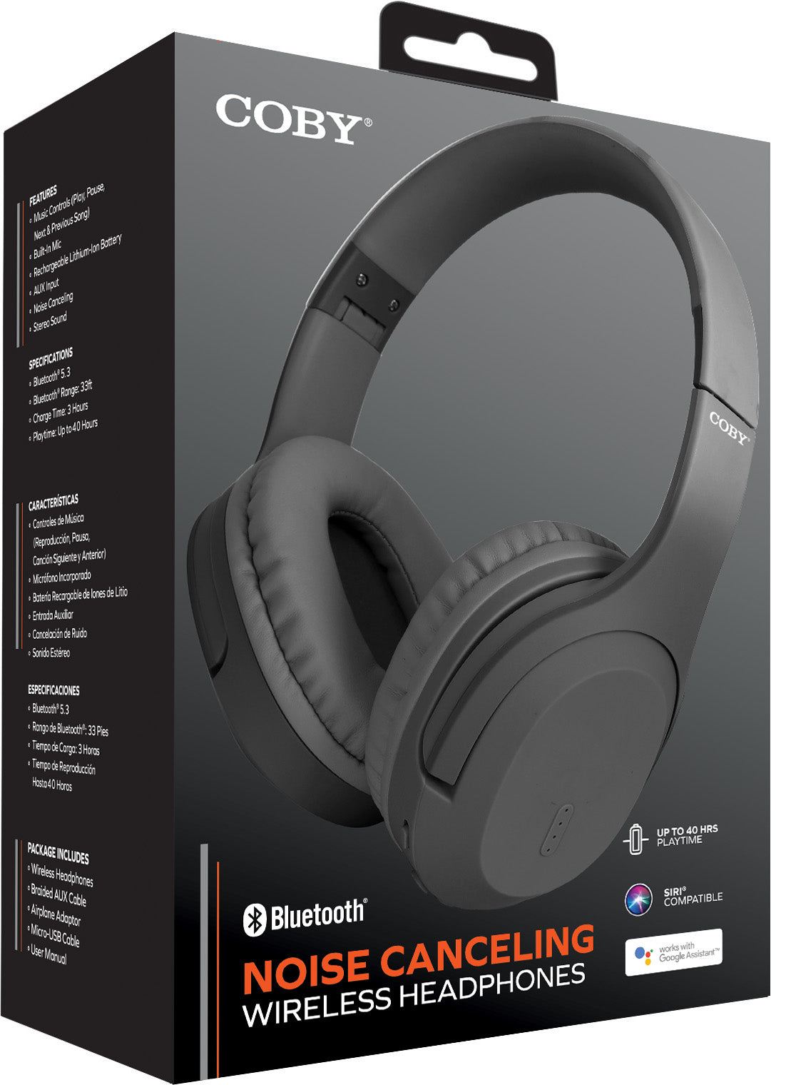 Coby Active Noise Cancelling Wireless Headphones