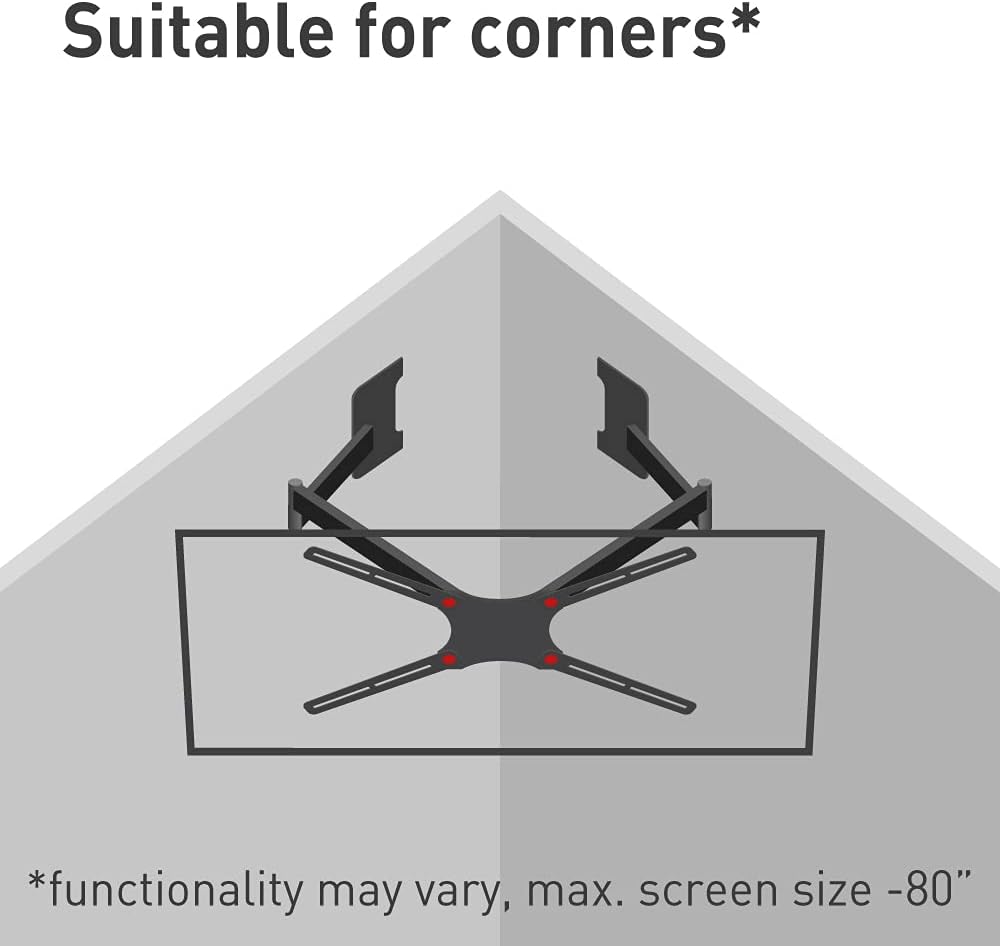 Barkan BM464LW 13"-90" Dual Arm Full Motion Articulating TV Wall Mount with Long Arm (White)