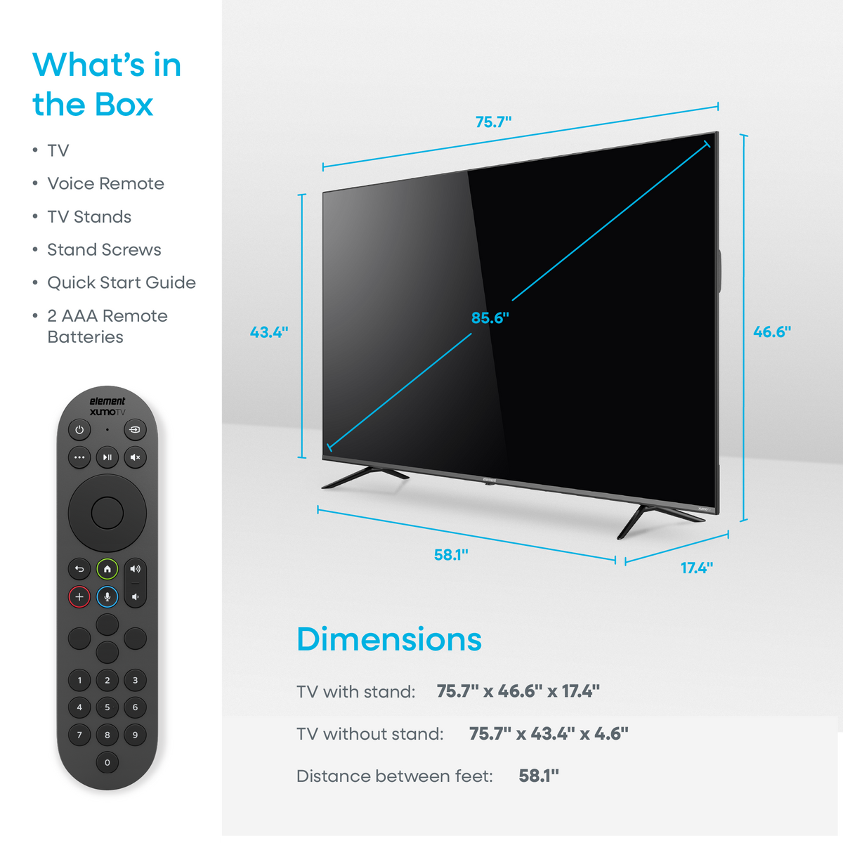 Element 86” 4K UHD HDR Frameless Xumo TV