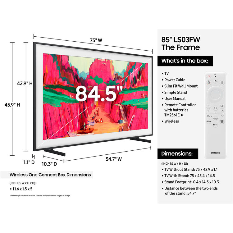 Samsung The Frame Pro LS03FW 85" 4K HDR Smart Neo QLED Mini-LED TV (20