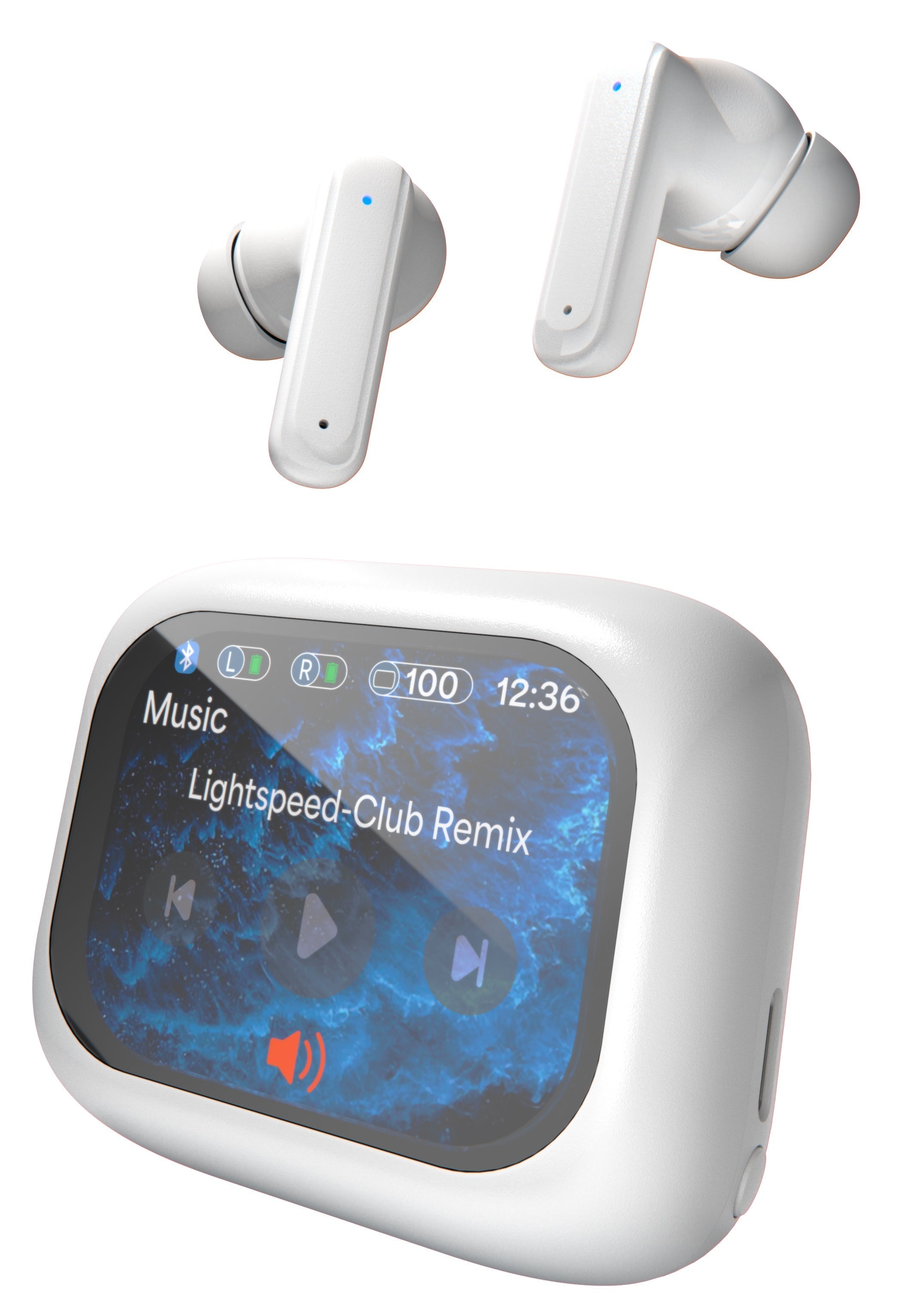 Coby CETW645 Active Noise Cancelling True Wireless Earbuds with Charging Smart Display Case