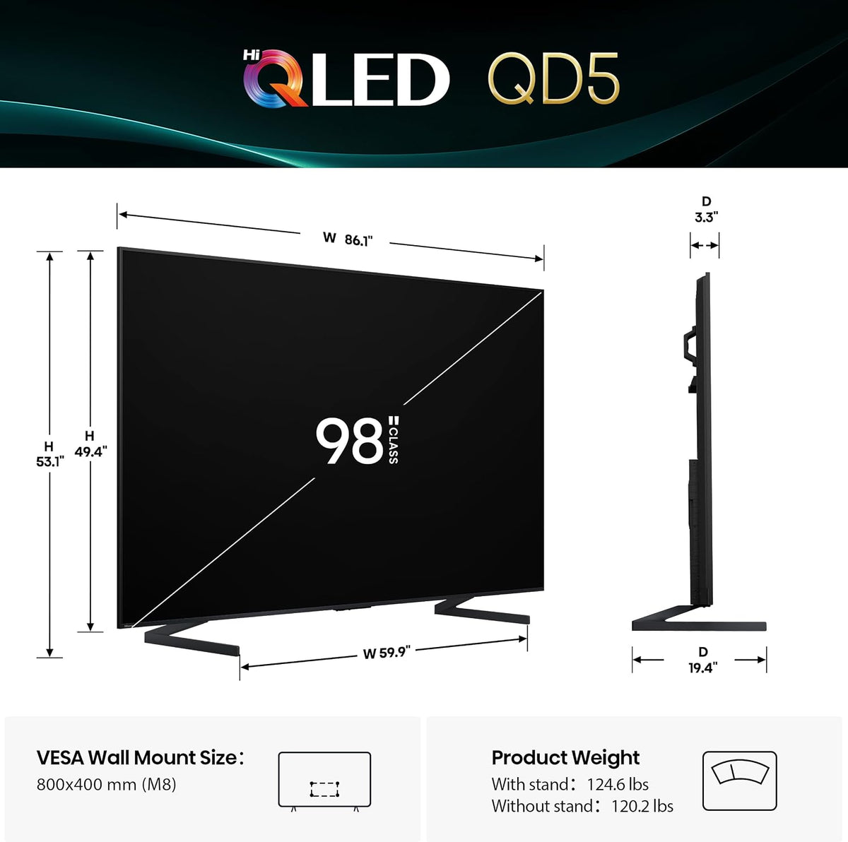 Hisense 98" Class QD5 Series Hi-QLED 4K UHD Smart Google TV