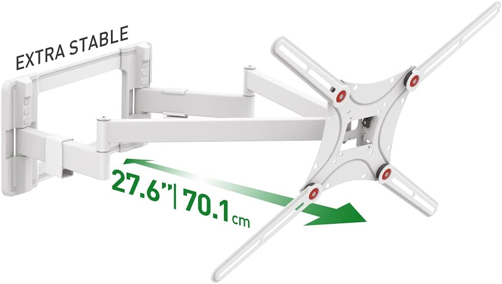Barkan BM464LW 13"-90" Dual Arm Full Motion Articulating TV Wall Mount with Long Arm (White)