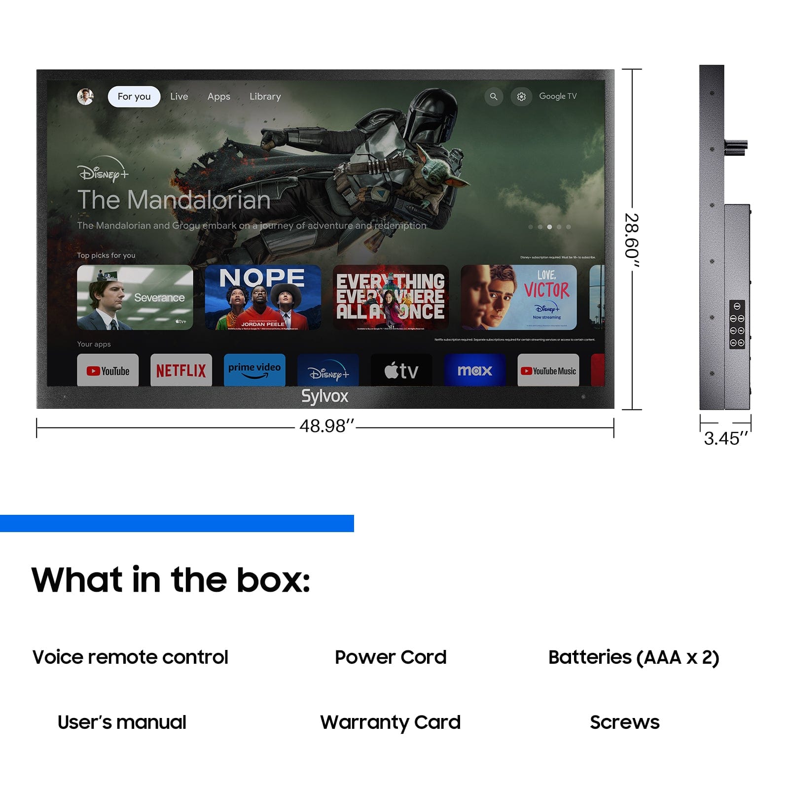 Sylvox 55" Deck Pro 3.0 Outdoor 4K Weatherproof Smart Google TV (2026)