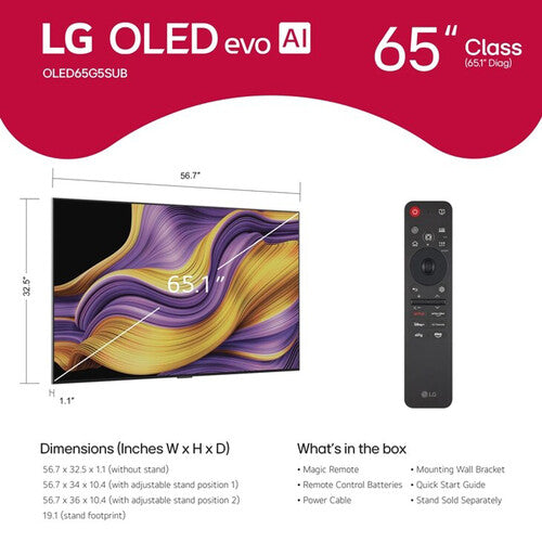 LG OLED evo AI G5 65" 4K HDR Smart TV