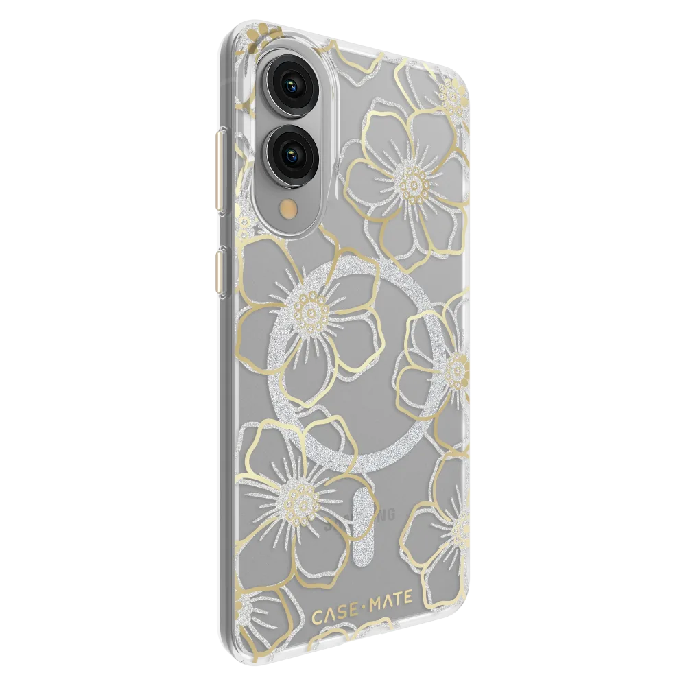 Case-Mate - Floral Gems Case with Magnet for Samsung Galaxy S25 Edge (Gold)