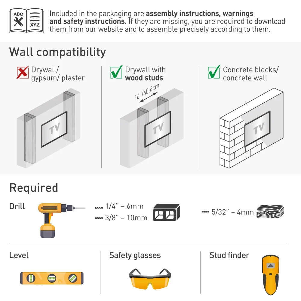 Barkan E410+ 13"-100" Auto Locking Tilt TV Wall Mount