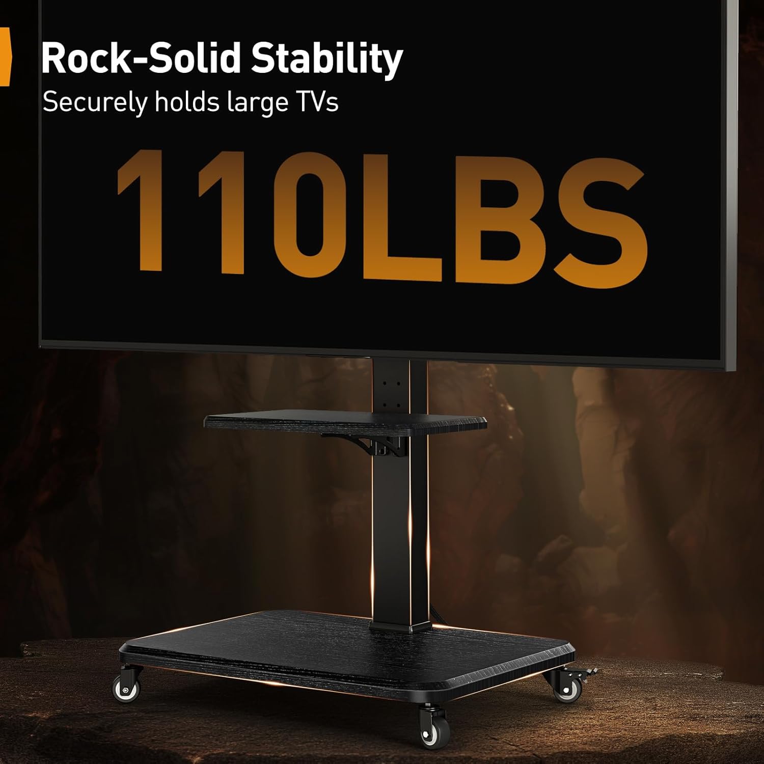 Perlegear Mobile Rolling TV Stand with Power Outlet For 32" - 75" TVs