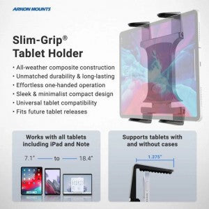Arkon - Slim-Grip Tablet Holder w/ Double Robust Car Cup Mount | Fits Tablets From 7" to 18.4"