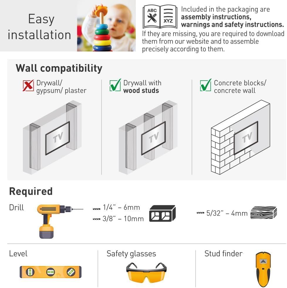 Barkan E210+ 13"-43" Auto Locking Tilt TV Wall Mount