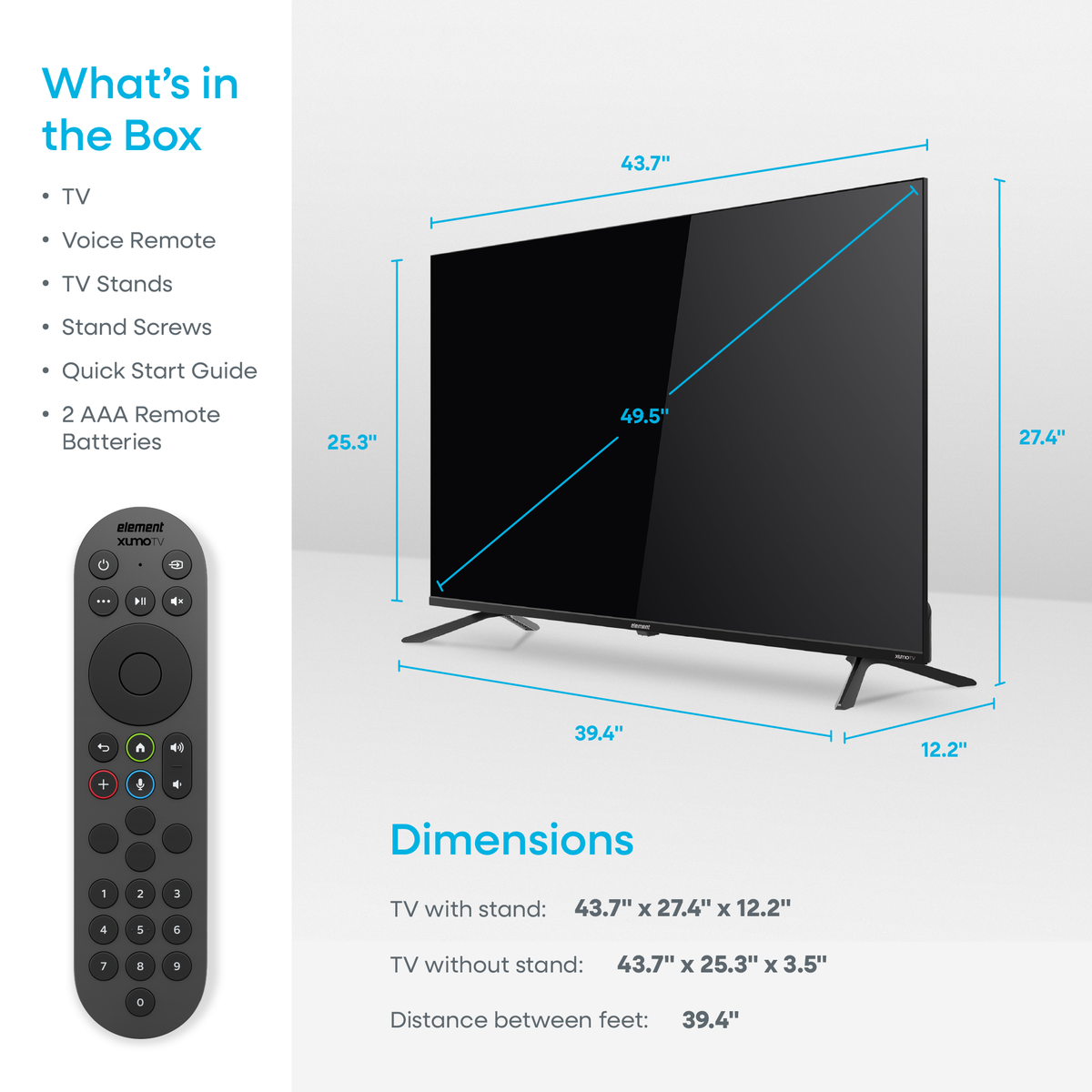 Element 50” 4K UHD HDR Frameless Xumo TV