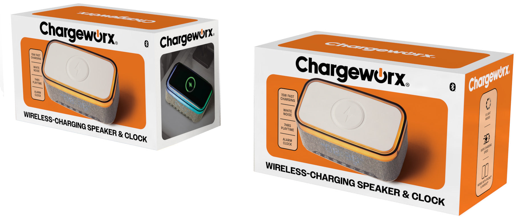 Chargeworx 2-in-1 Wireless-Charging Alarm Clock with RGB