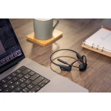 Shokz OpenComm 2 Bone-Conduction Open-Ear Bluetooth Headset with Swivel Microphone and Carrying Case