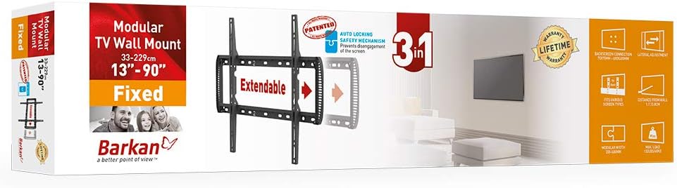 Barkan BM400T 13"-90" Extendable Auto Locking Fixed TV Wall Mount