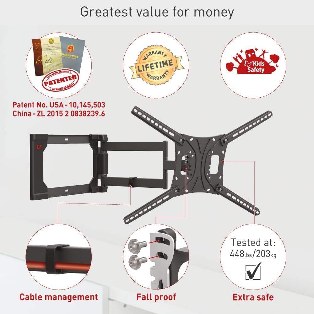 Barkan 4400 13"-86" Full Motion Articulating TV Wall Mount