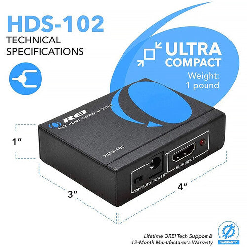OREI HDS-102 1x2 4K HDMI Splitter