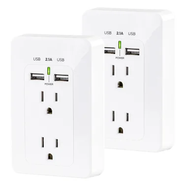 CyberPower MP18HO007 2-AC Outlet and 2-USB Port Grounded Wall Tap (2 Pack)