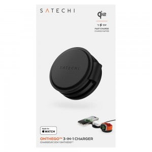 Satechi - 15W OntheGo 3-in-1 Qi2 Wireless Charger | TSA Approved Foldable, Compact Design Ideal For Travel