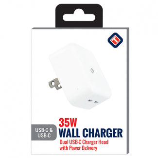 TekYa 35W Power Delivery Dual USB Type C AC Travel Charger Head